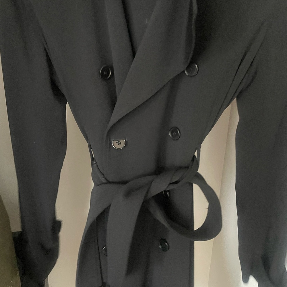 Theory Black Double-Breasted Trench Coat